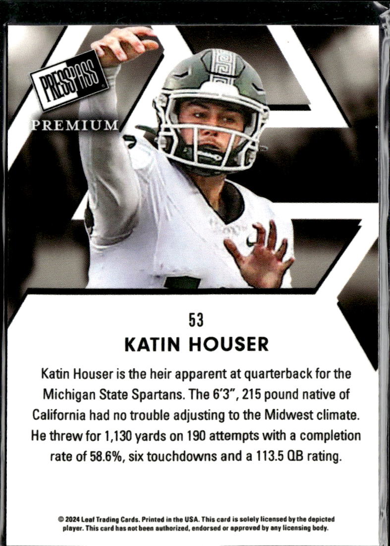 Katin Houser 2024 Leaf Press Pass Premium Michigan State Spartans