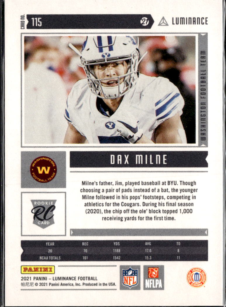 Dax Milne 2021 Luminance Green RC /75 Commanders BYU