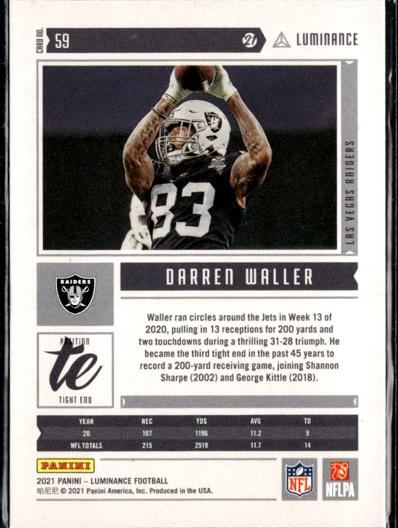 Darren Waller 2021 Luminance Green /75 Las Vegas Raiders