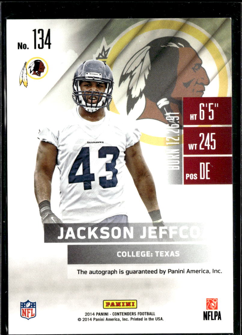 Jackson Jeffcoat 2014 Contenders Auto Autograph RC Longhorns Washington Redskins