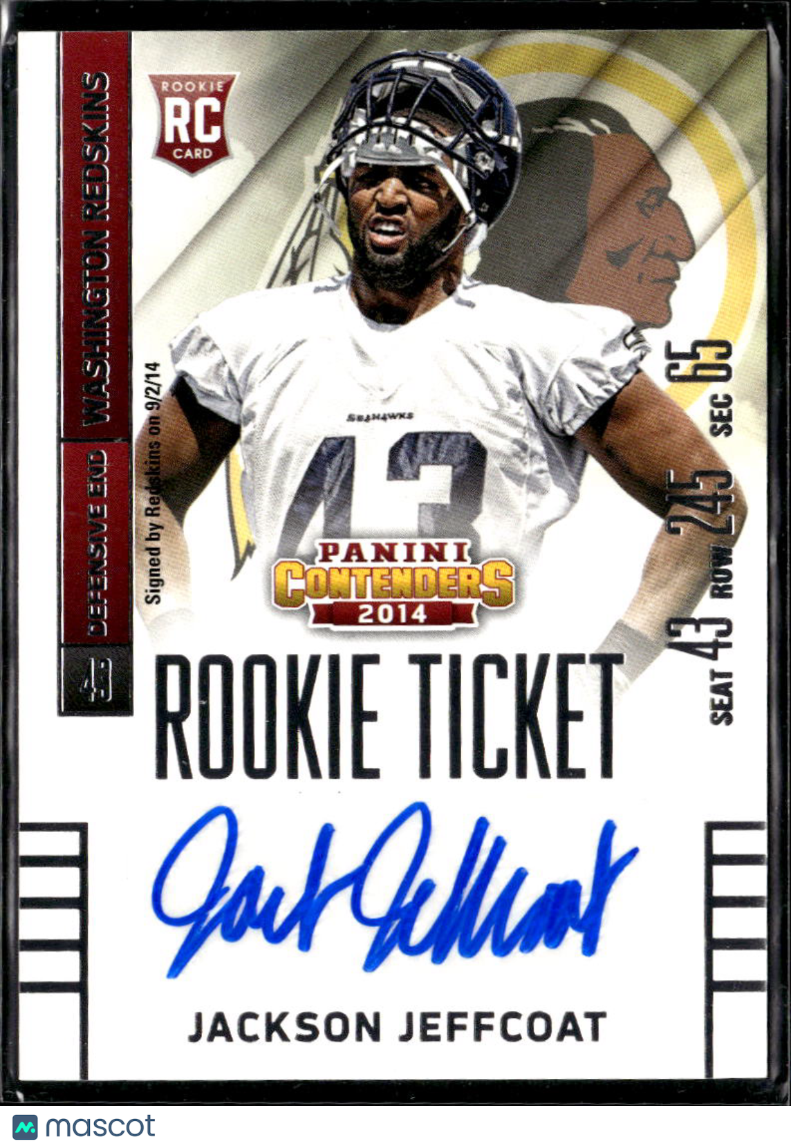 Jackson Jeffcoat 2014 Contenders Auto Autograph Variation RC Longhorns Redskins