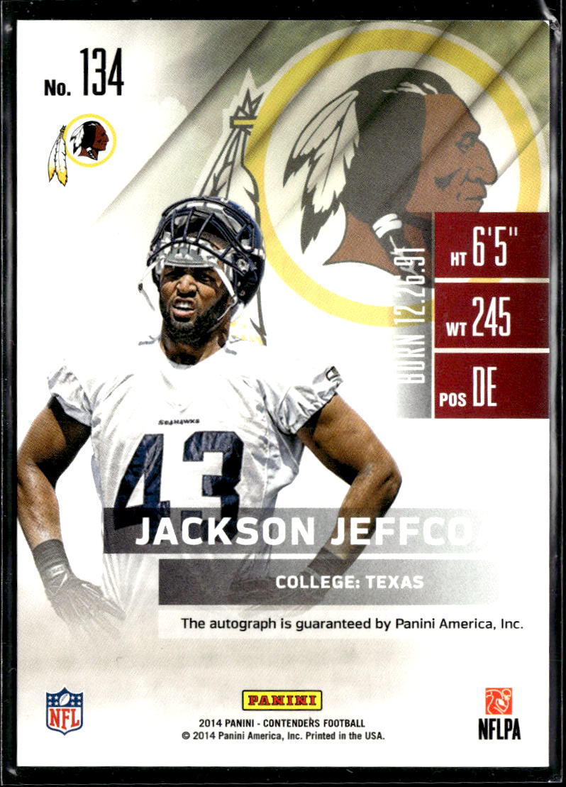 Jackson Jeffcoat 2014 Contenders Auto Autograph Variation RC Longhorns Redskins