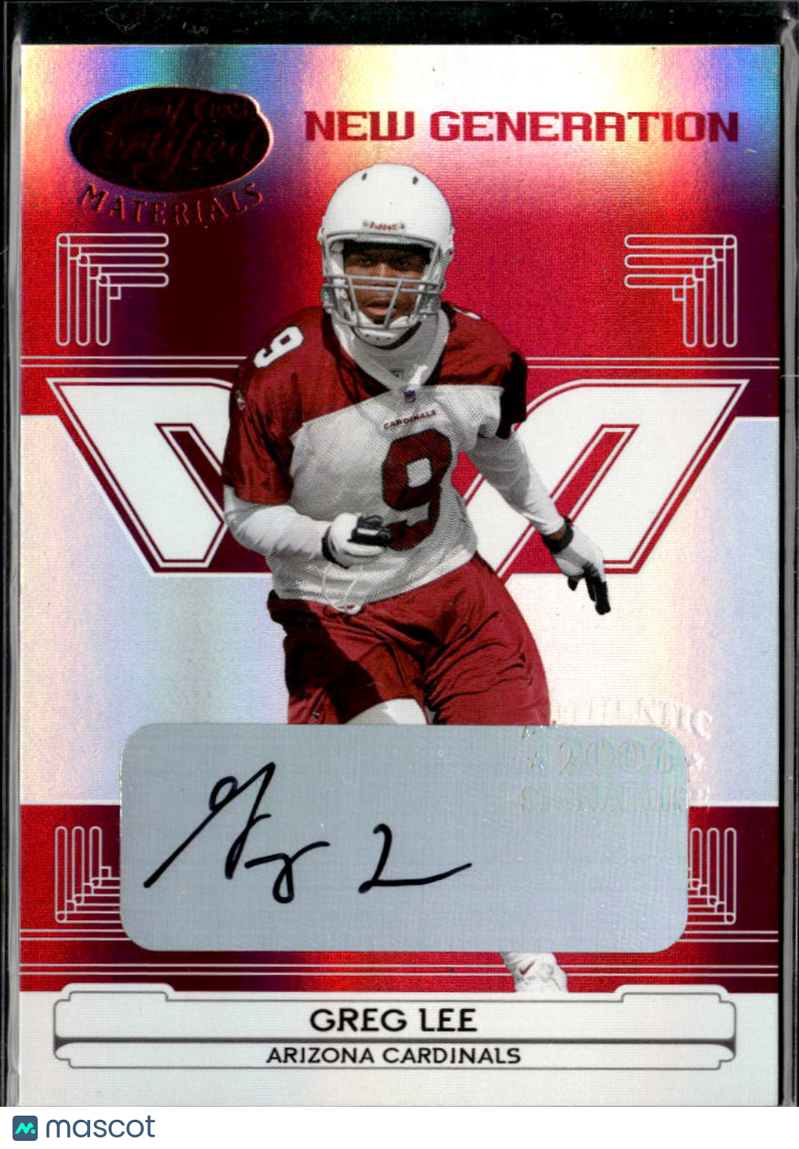 Greg Lee 2006 Certified Auto Autograph RC /250 Arizona Cardinals