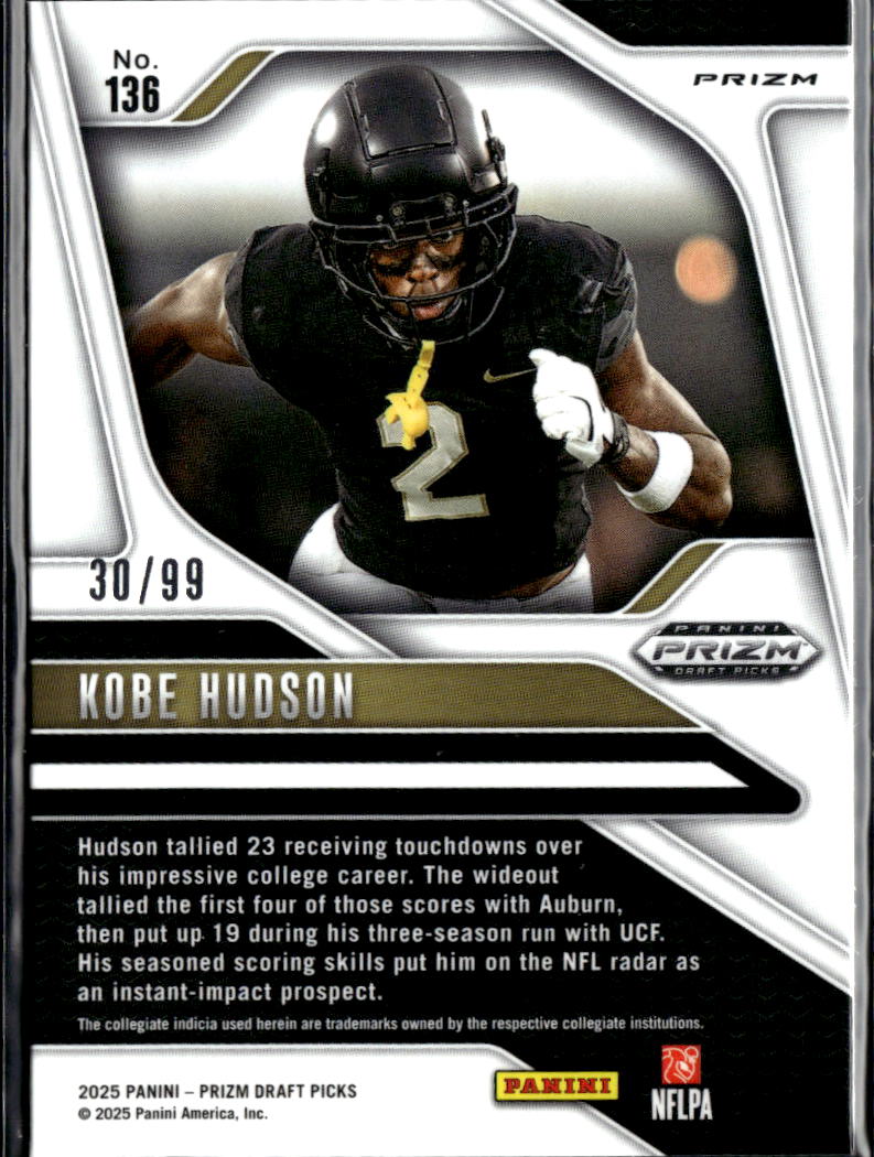 Kobe Hudson 2025 Prizm Draft Picks RC Purple UCF 30/99