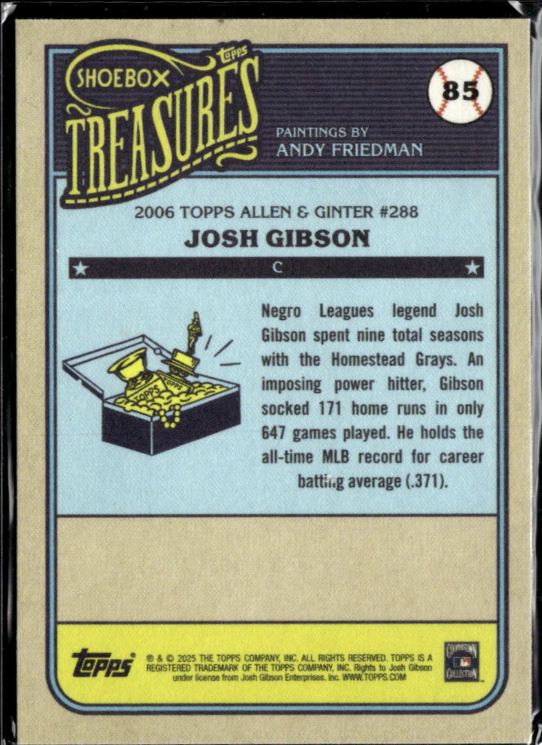Josh Gibson 2025 Topps Allen & Ginter Shoebox Treasures Homestead Grays
