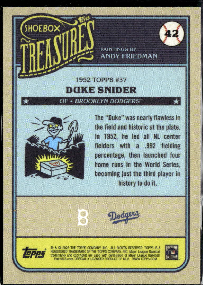Duke Snider 2025 Topps Shoebox Treasures Brooklyn Dodgers