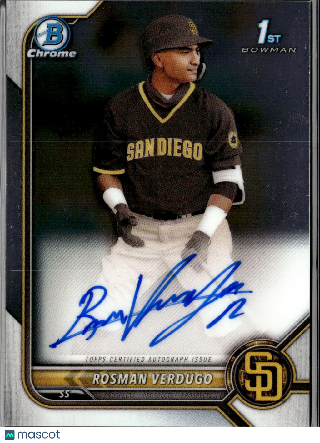 Rosman Verdugo 2022 Bowman Chrome 1st Auto Autograph San Diego Padres