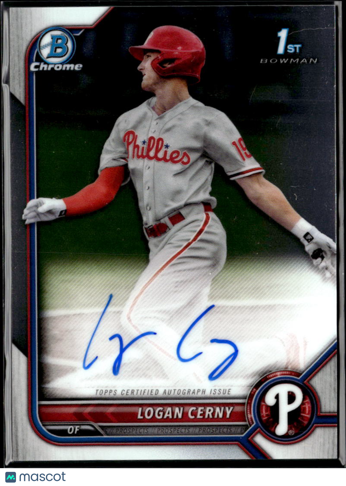 Logan Cerny 2022 Bowman Chrome 1st Auto Autograph Philadelphia Phillies