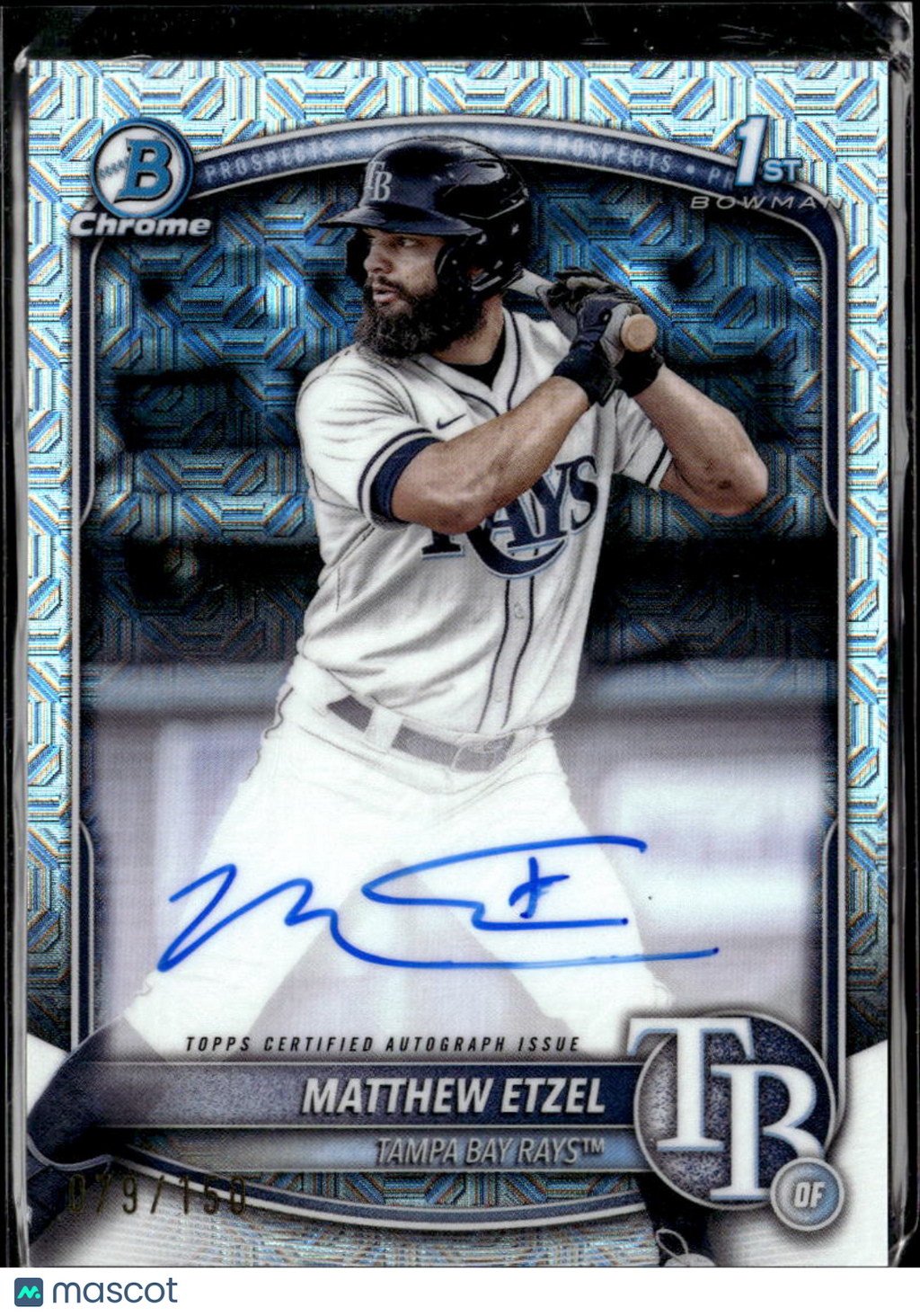 Matthew Etzel 2025 Bowman Chrome 1st Auto Autograph /150 Tampa Bay Rays