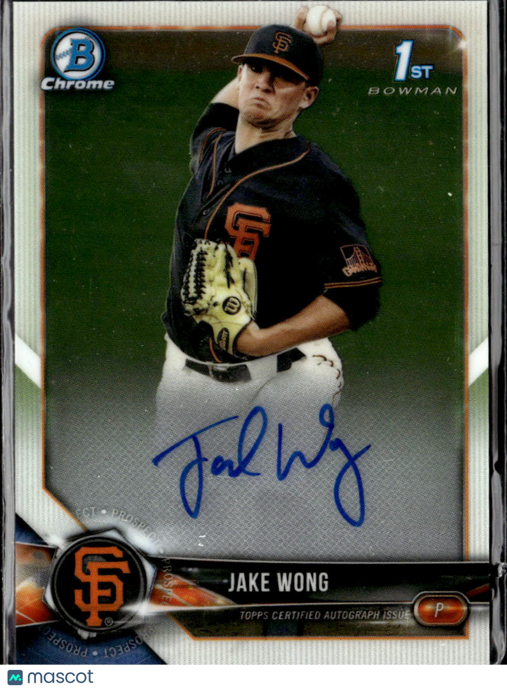 Jake Wong 2018 Bowman Chrome 1st Auto Autograph San Francisco Giants
