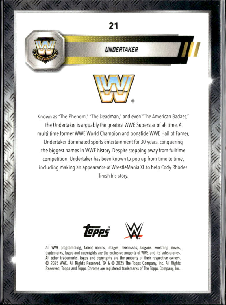 Undertaker 2025 Topps Chrome WWE Legends Blue Sapphire Wrestling