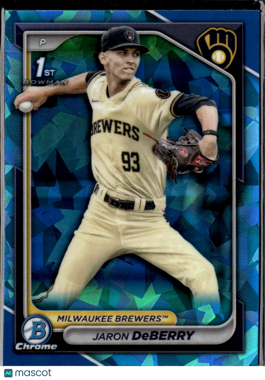 Jaron DeBerry 2024 Bowman Chrome 1st Bowman Sapphire Milwaukee Brewers