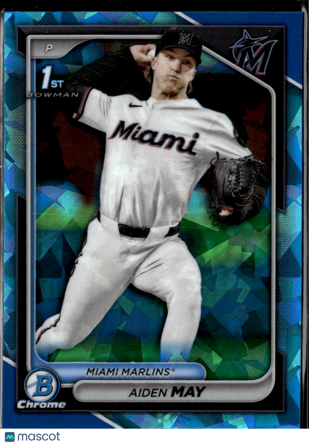 Aiden May 2024 Bowman Chrome 1st Sapphire Miami Marlins
