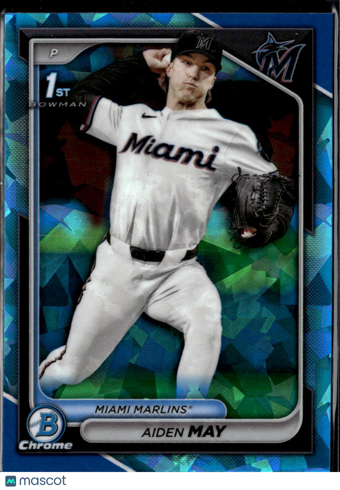 Aiden May 2024 Bowman Chrome 1st Sapphire Miami Marlins