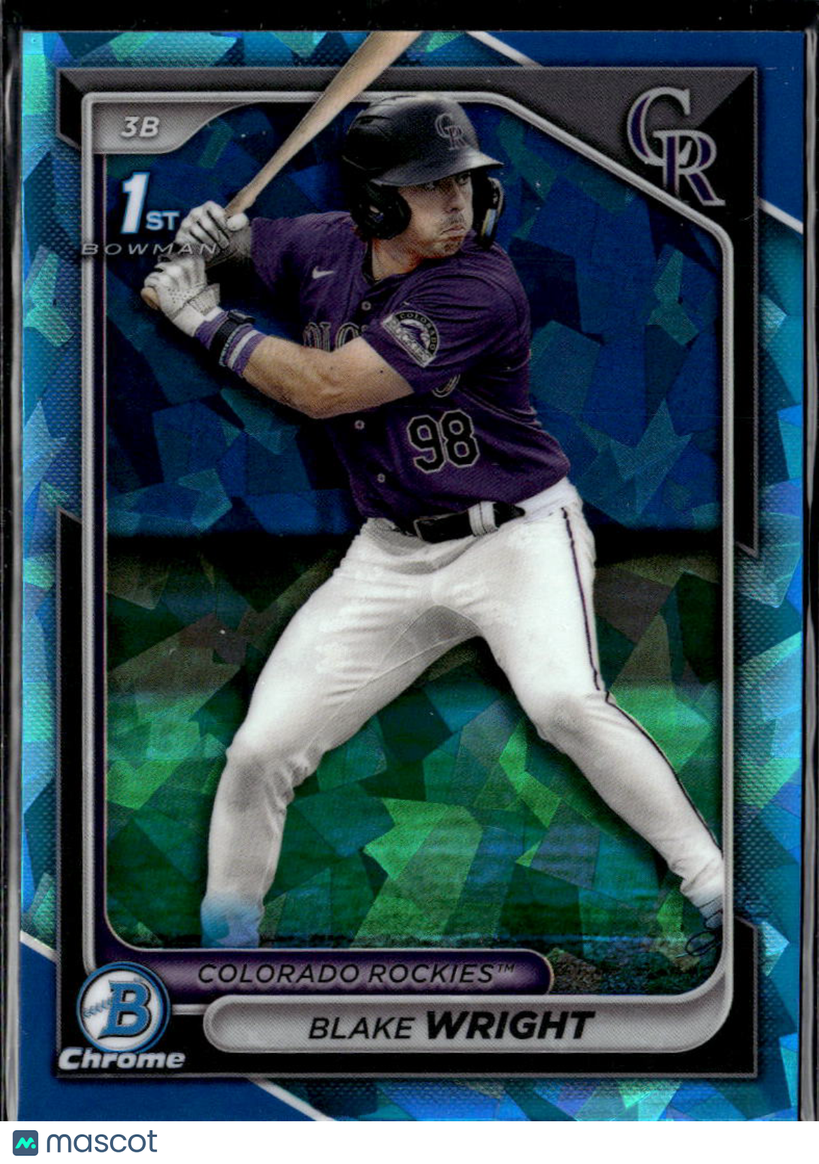 Blake Wright 2024 Bowman Chrome 1st Sapphire Colorado Rockies