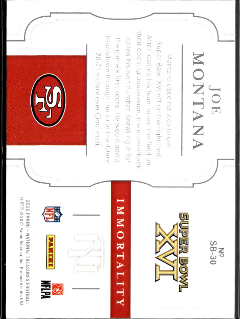 Joe Montana 2020 National Treasures Super Bowl Immortality San Francisco 49ers