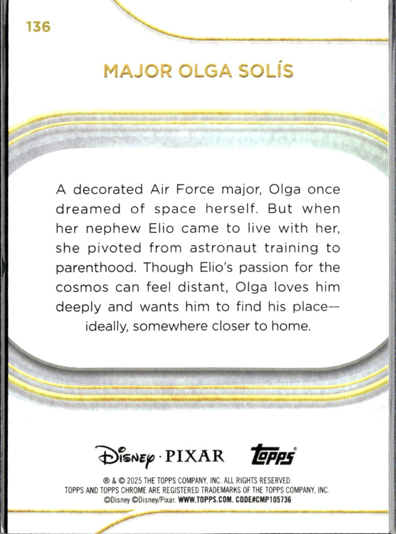 Major Olga Solis 2025 Topps Chrome Disney Debut GOLD Refractor 35/50 #136