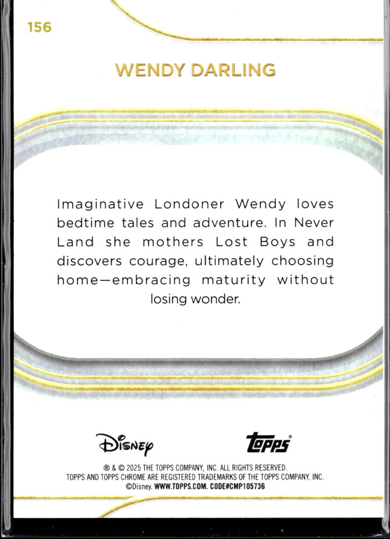 Wendy Darling 2025 Topps Chrome Disney GOLD Wave Refractor 35/50 #156