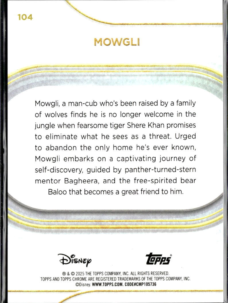 Mowgli 2025 Topps Chrome Disney Gold Wave Refractor 34/50 #104