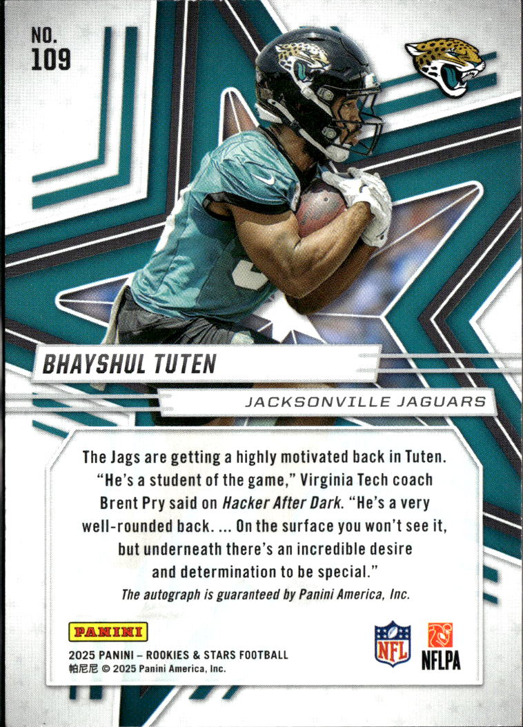 Bhayshul Tuten 2025 Rookies & Stars Auto Autograph RC 126/349 Jaguars