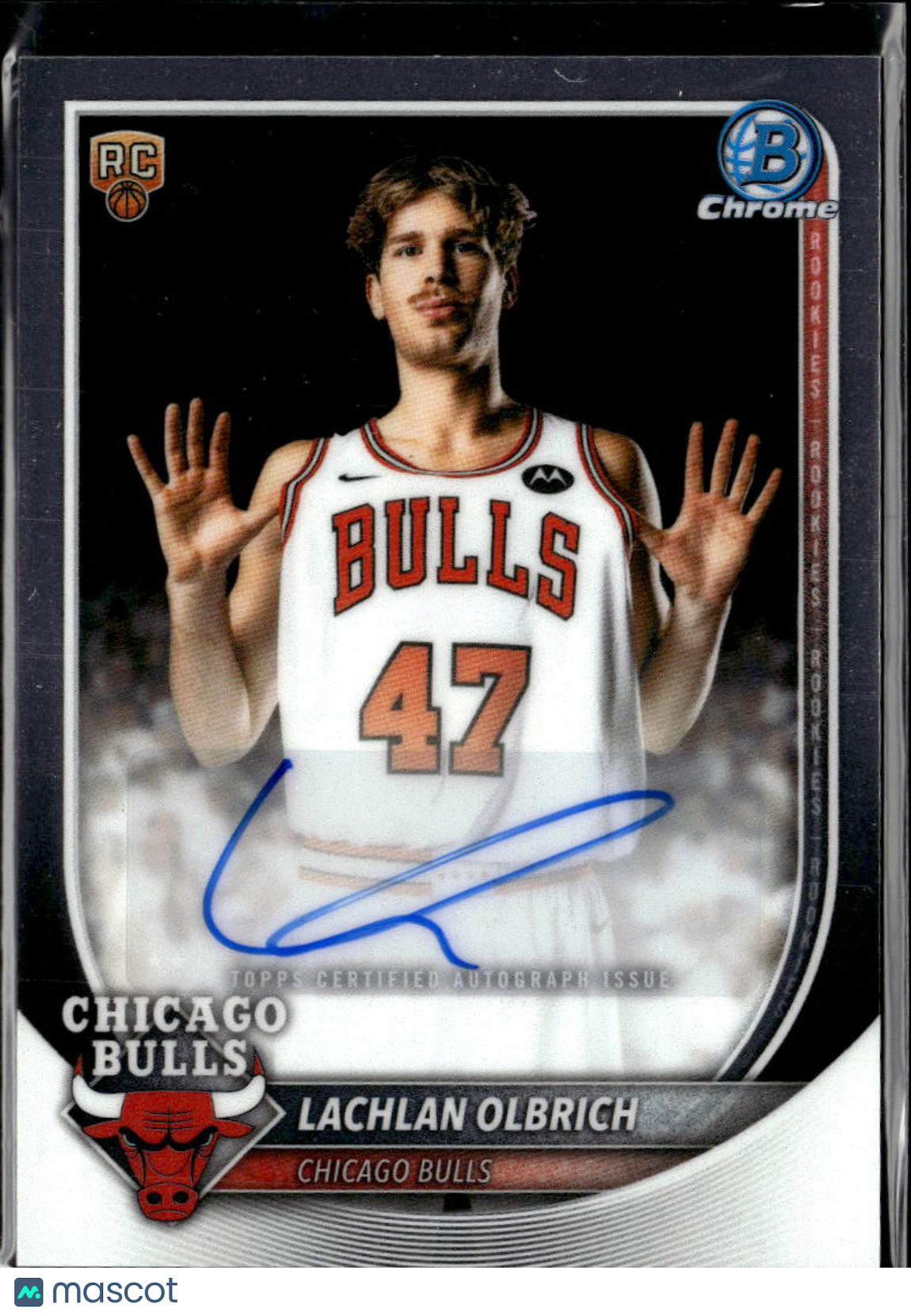 Lachlan Olbrich 2025 Bowman Chrome Auto Autograph RC Chicago Bulls