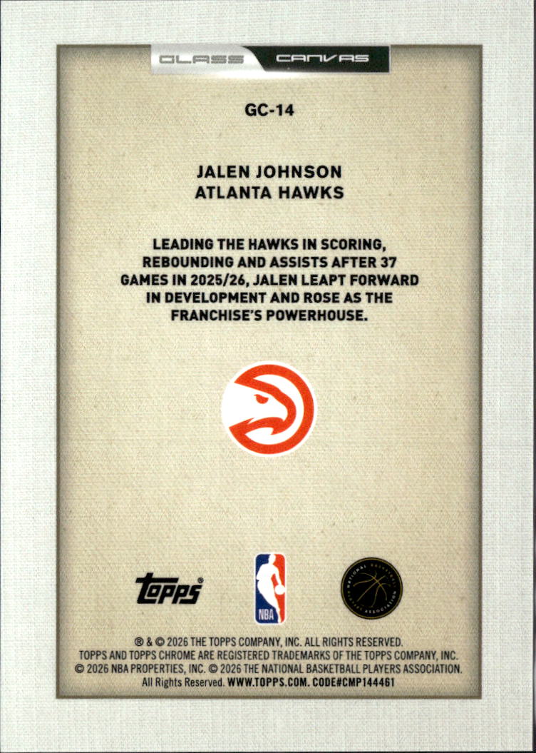 Jalen Johnson 2025-26 Topps Chrome Glass Canvas CASE HIT Atlanta Hawks