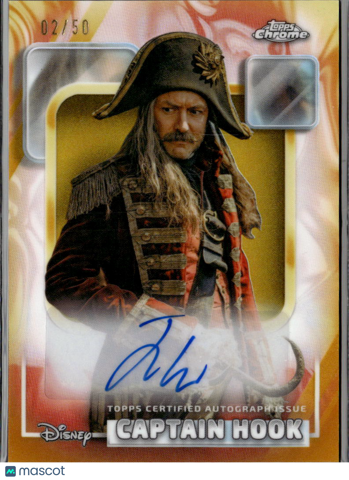 Jude Hall as Captain Hook 2026 Topps Disney Chrome GOLD Auto Autograph 2/50