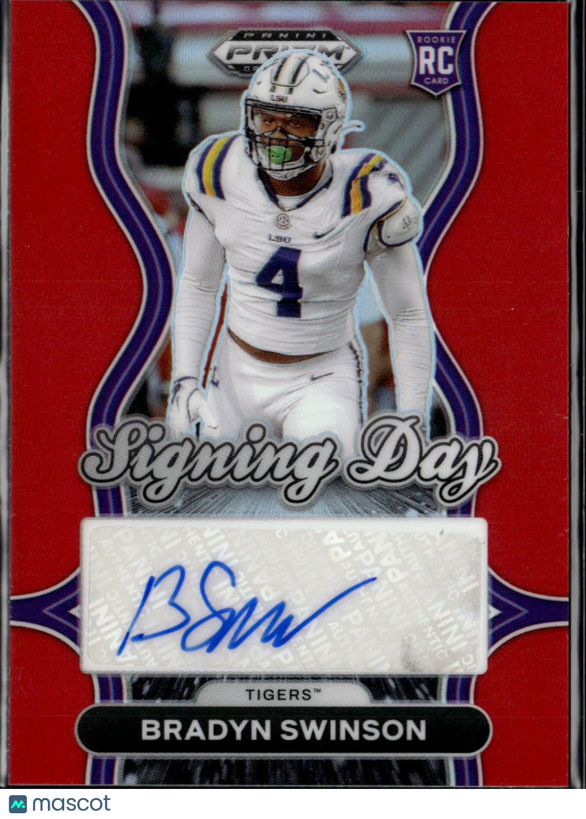 Bradyn Swinson 2025 Prizm Draft Auto Autograph RC 199/399 LSU Tigers