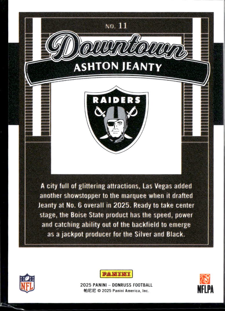 Ashton Jeanty 2025 Donruss DOWNTOWN SSP CASE HIT RC Las Vegas Raiders