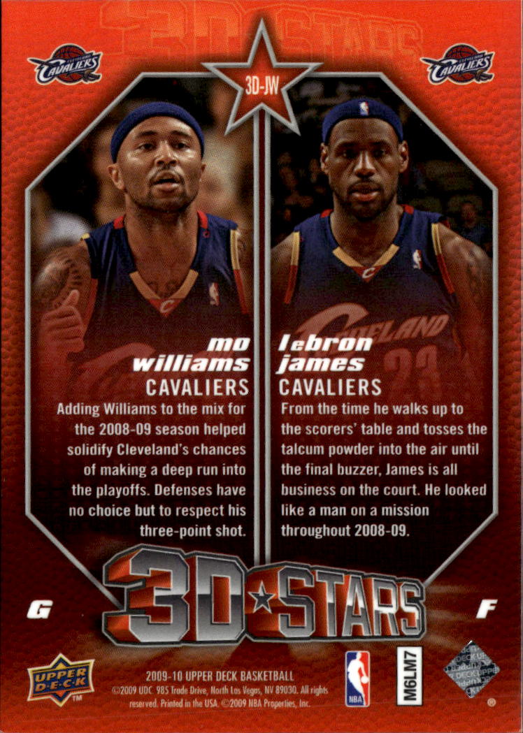 Mo Williams LeBron James 2009 Upper Deck 3D Stars Cleveland Cavaliers