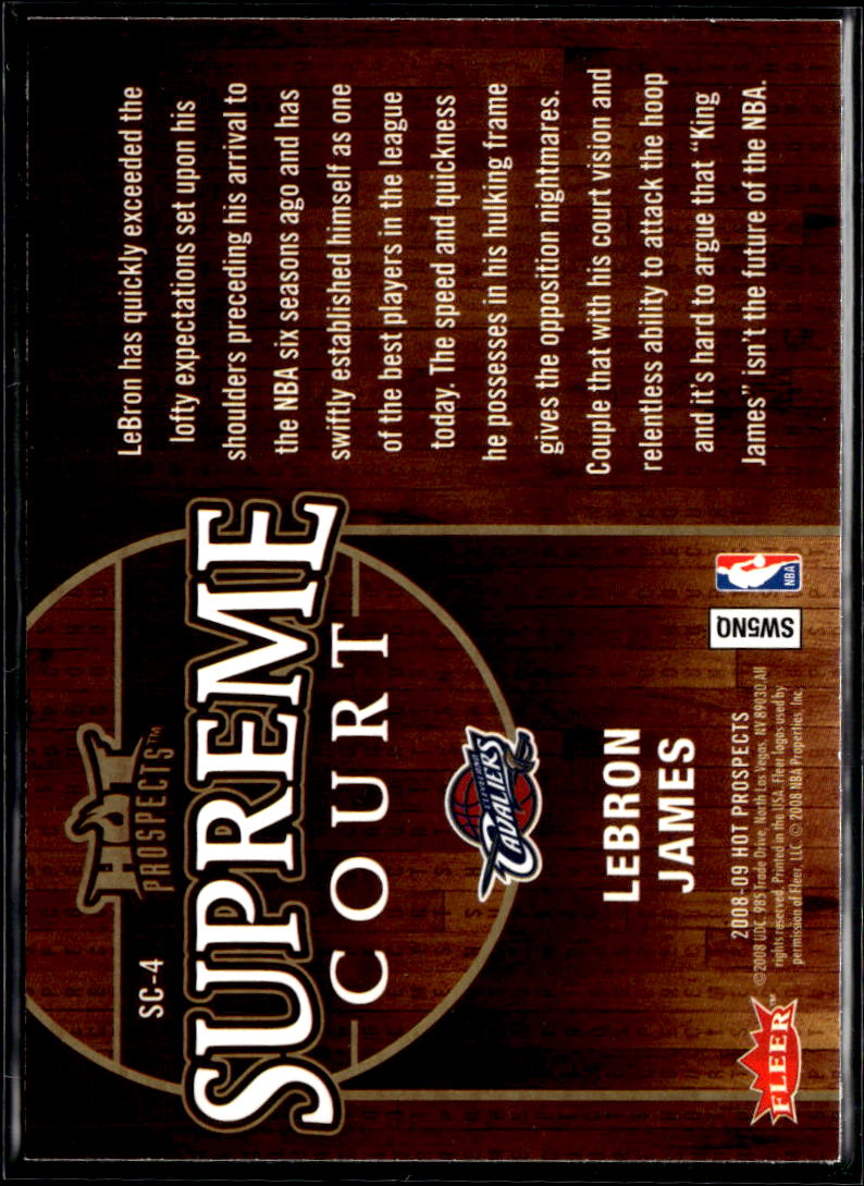 LeBron James 2008-09 Fleer Hot Prospects Supreme Court Cleveland Cavaliers