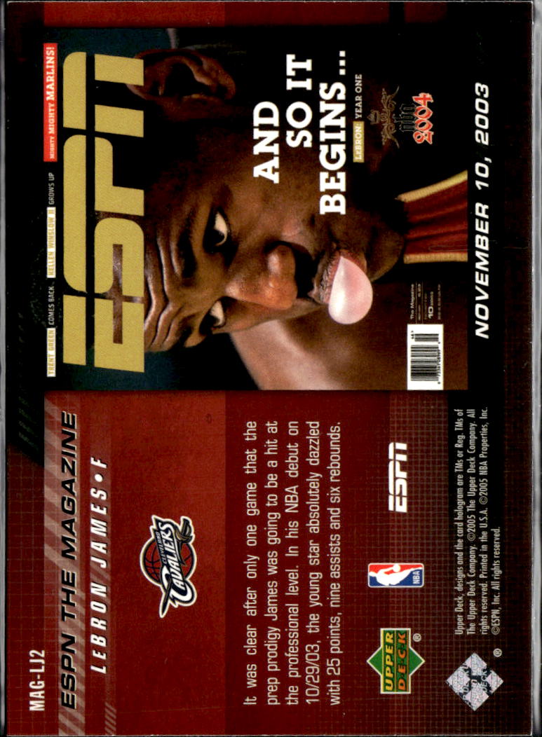 LeBron James 2005 Upper Deck ESPN The Magazine Cleveland Cavaliers