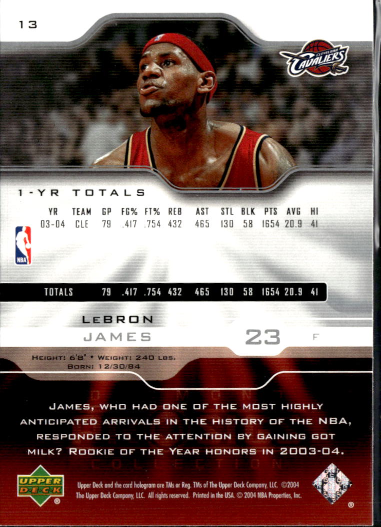 LeBron James 2004 Upper Deck Diamond ProSigs #13 Cleveland Cavaliers