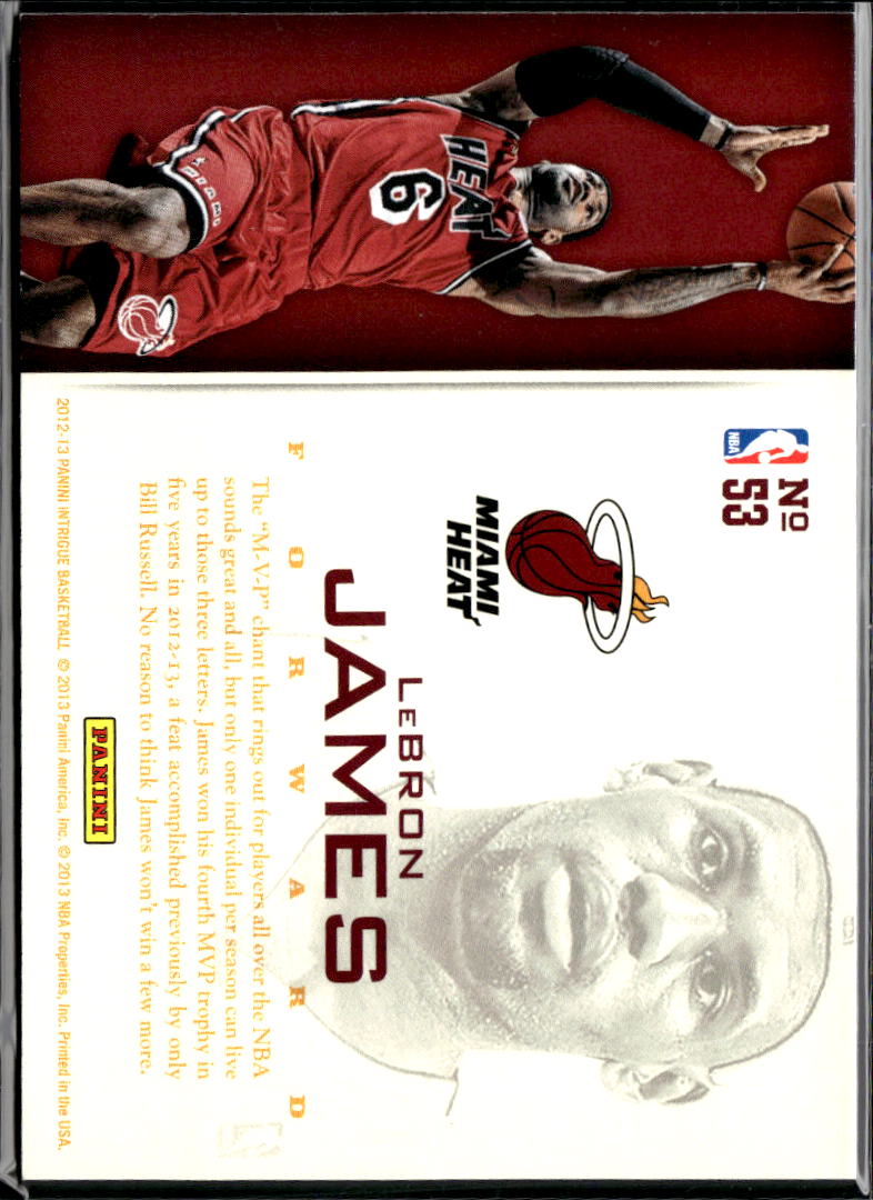 LeBron James 2012-13 Panini Intrigue #53 Miami Heat