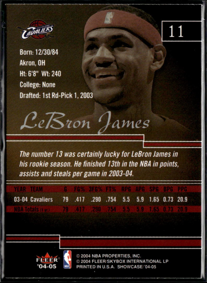 LeBron James 2004-05 Fleer Showcase #11 Cleveland Cavaliers