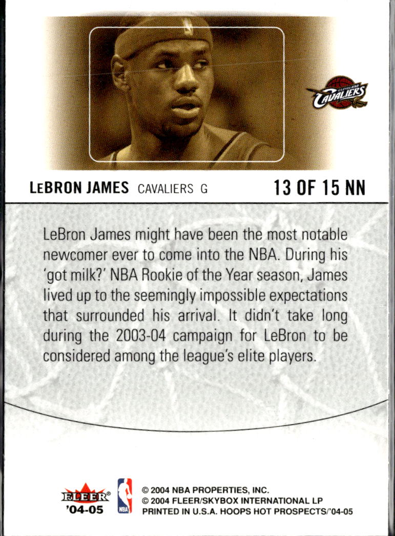 LeBron James 2004-05 Hoops Hot Prospects #13NN Cleveland Cavaliers