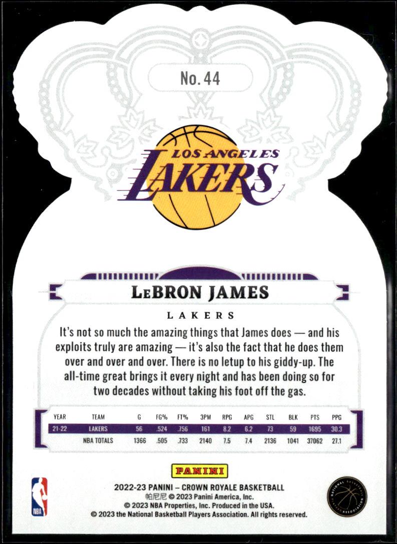 LeBron James 2022-23 Crown Royale Red #44 Los Angeles Lakers