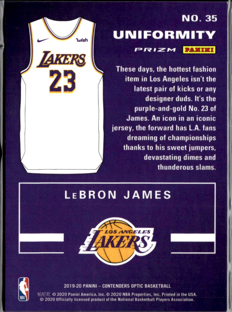 LeBron James 2019-20 Contenders Optic Uniformity Red Ice Los Angeles Lakers