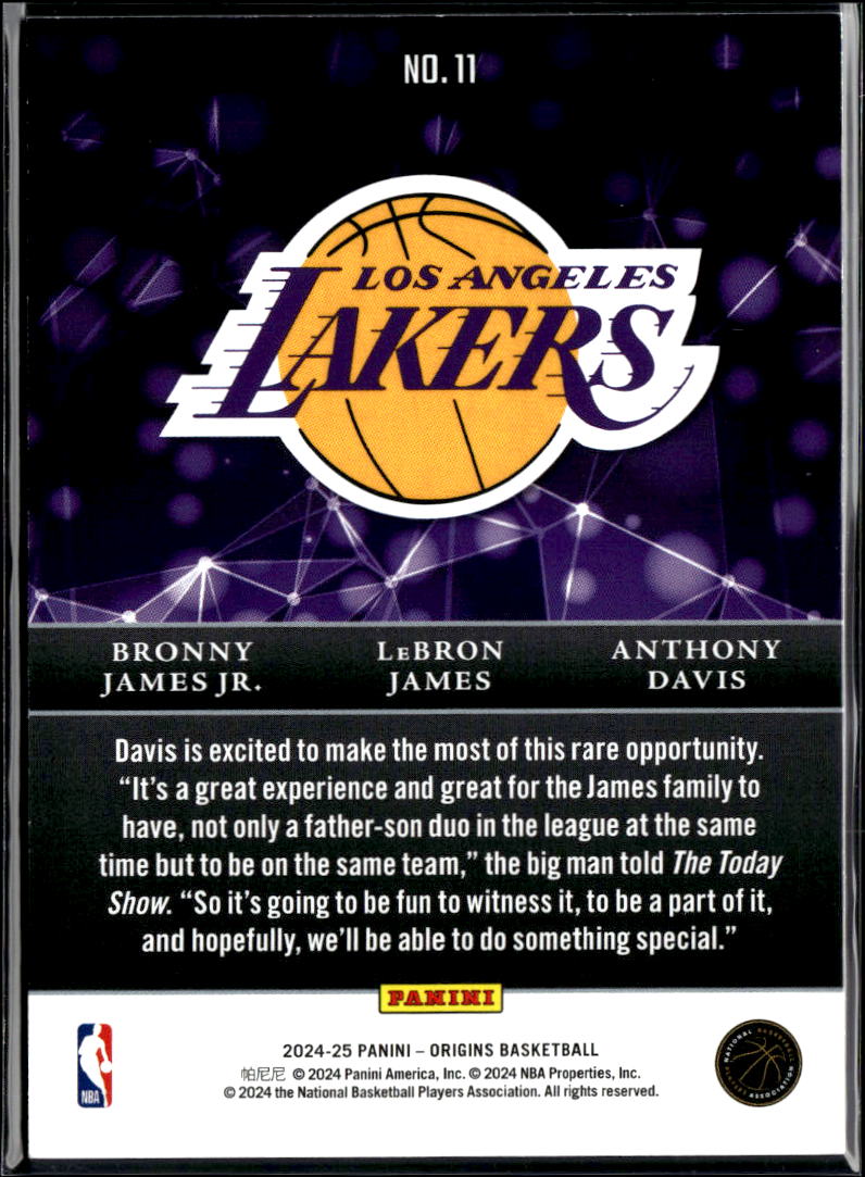 Anthony Davis / LeBron James / Bronny James 2024 Origins Nucleus 95/99 Lakers