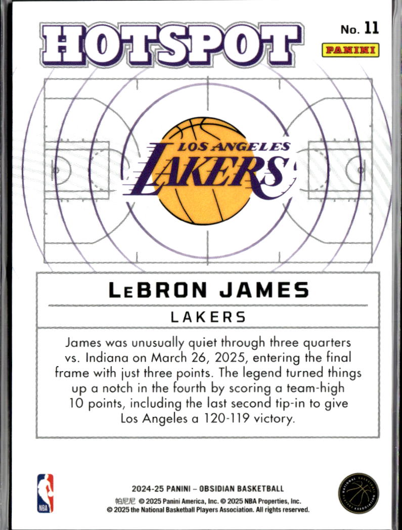 LeBron James 2024-25 Obsidian Hotspot Red Los Angeles Lakers