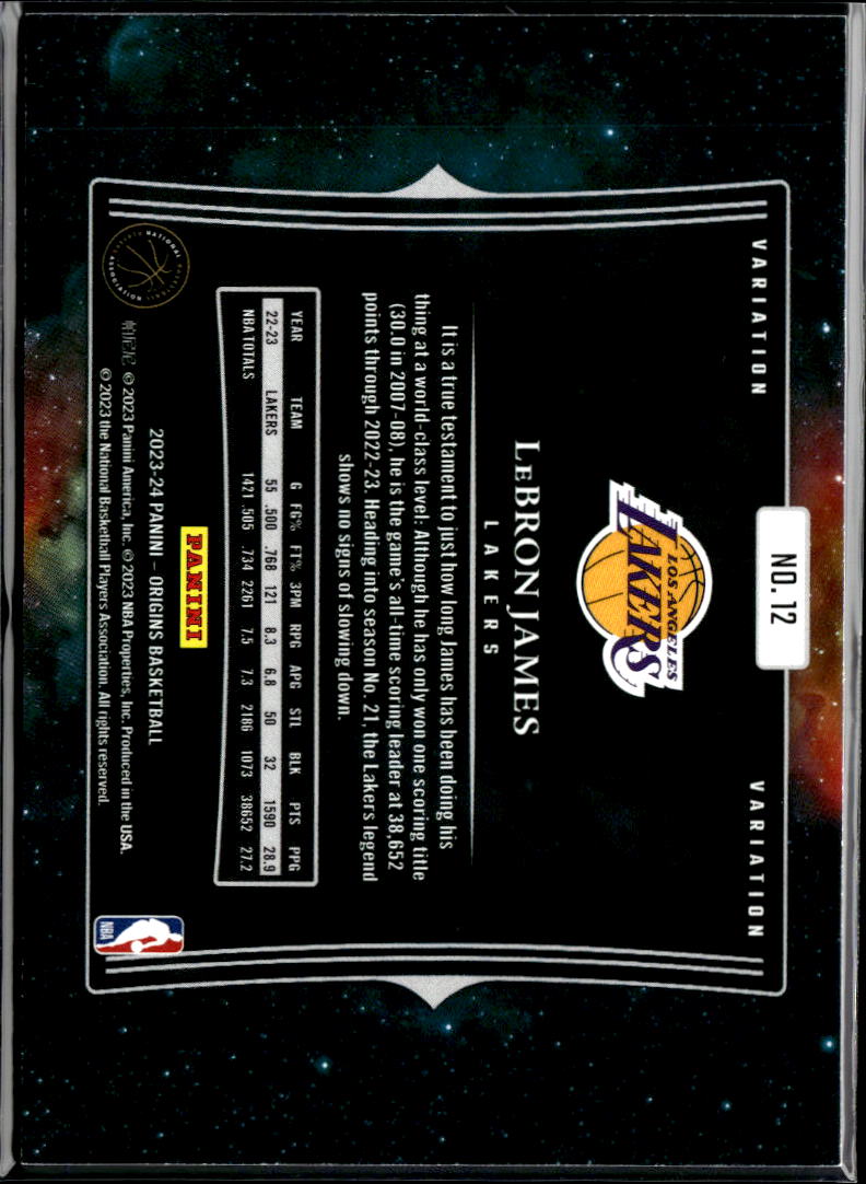LeBron James 2023-24 Origins Variation SSP SHORTPRINT #12 Los Angeles Lakers
