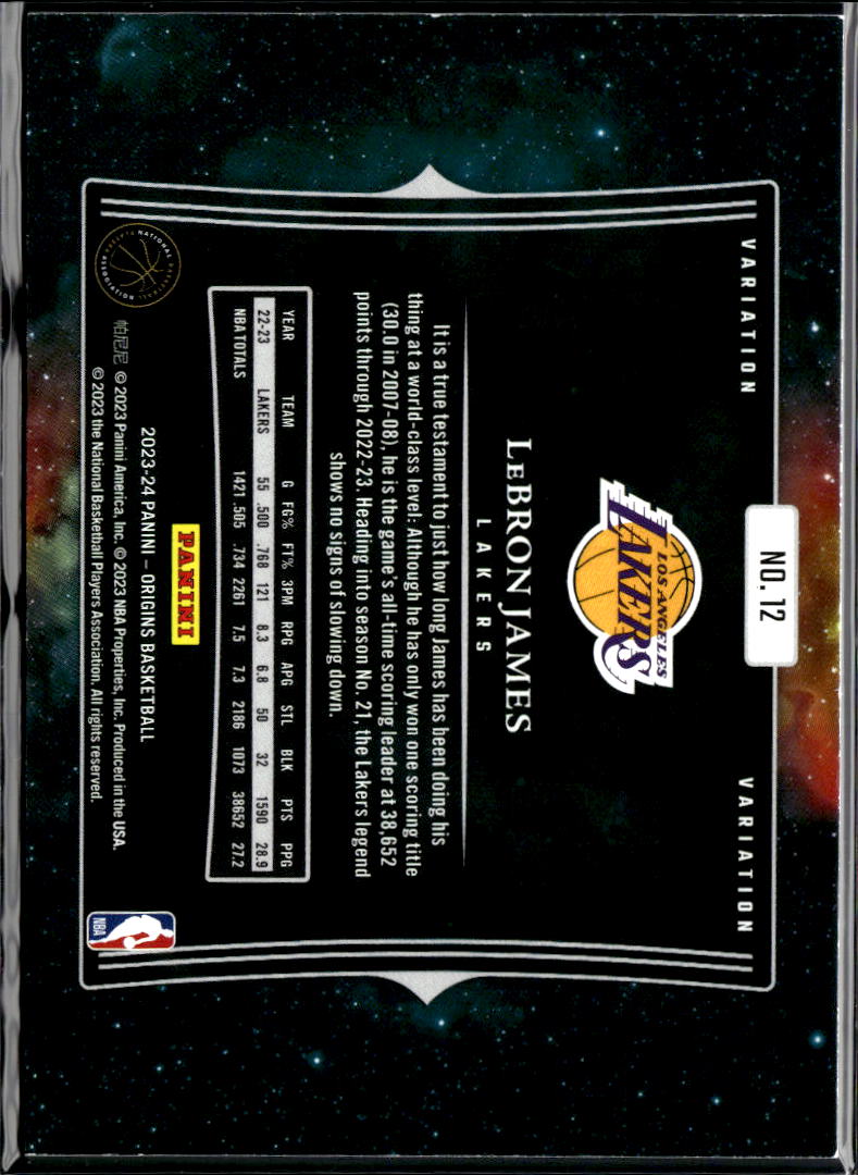 LeBron James 2023-24 Origins Variation SSP SHORTPRINT #12 Los Angeles Lakers
