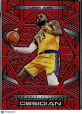 LeBron James 2024-25 Obsidian Red Flood #39 Los Angeles Lakers
