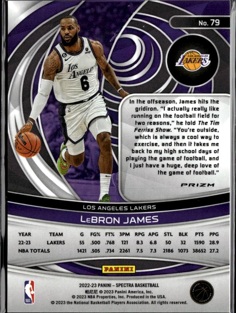 LeBron James 2022-23 Spectra Hyper Prism SSP #79 Los Angeles Lakers