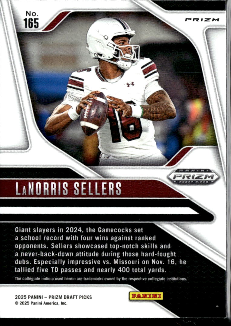 LaNorris Sellers 2025 Prizm Draft Picks Red Wave RC South Carolina Gamecocks