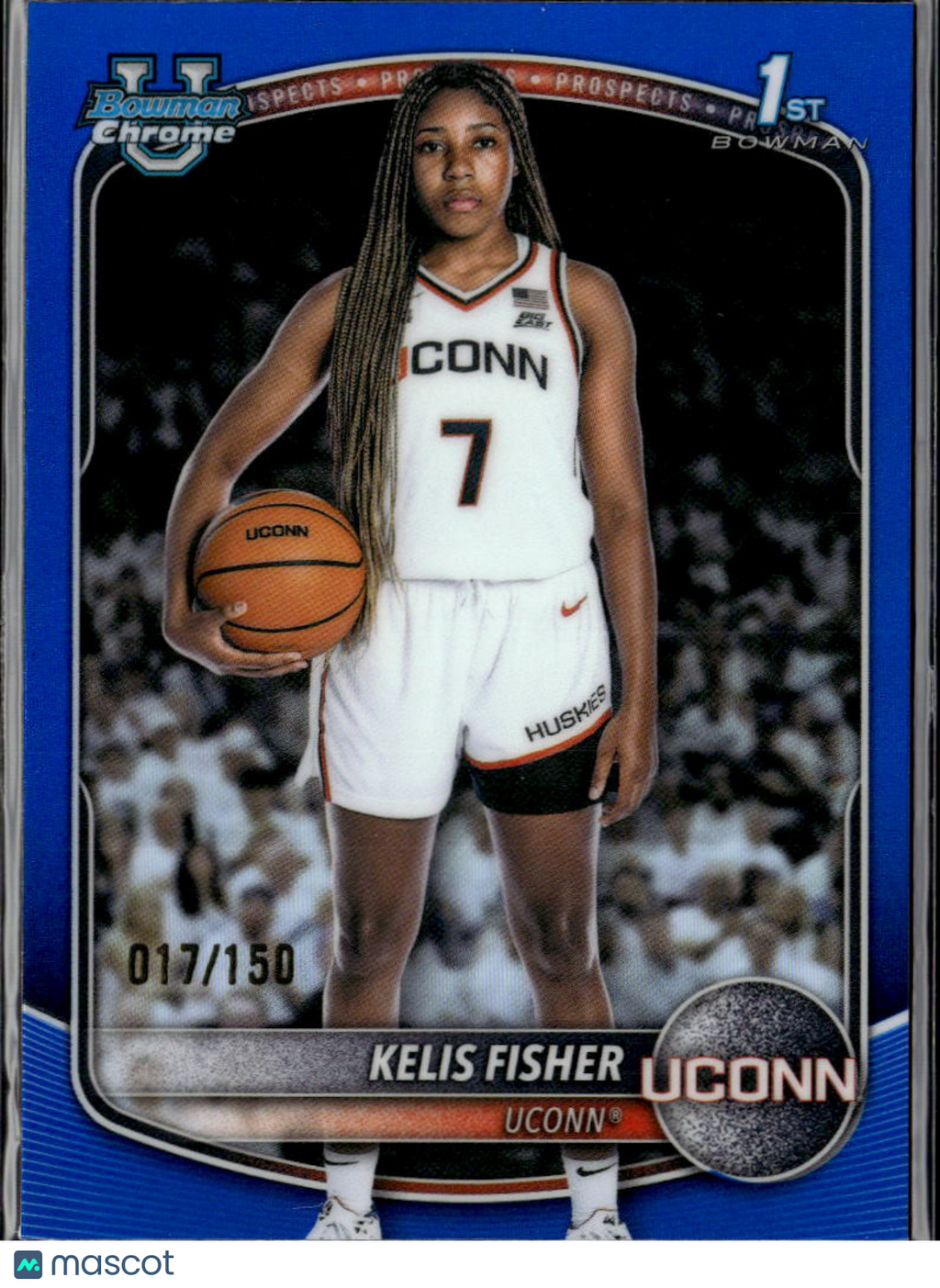 Kelis Fisher 2025 Bowman Chrome 1st Blue Refractor /150 UConn Huskies
