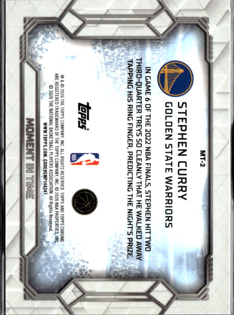 Stephen Curry 2026 Topps Chrome Moment in Time Golden State Warriors