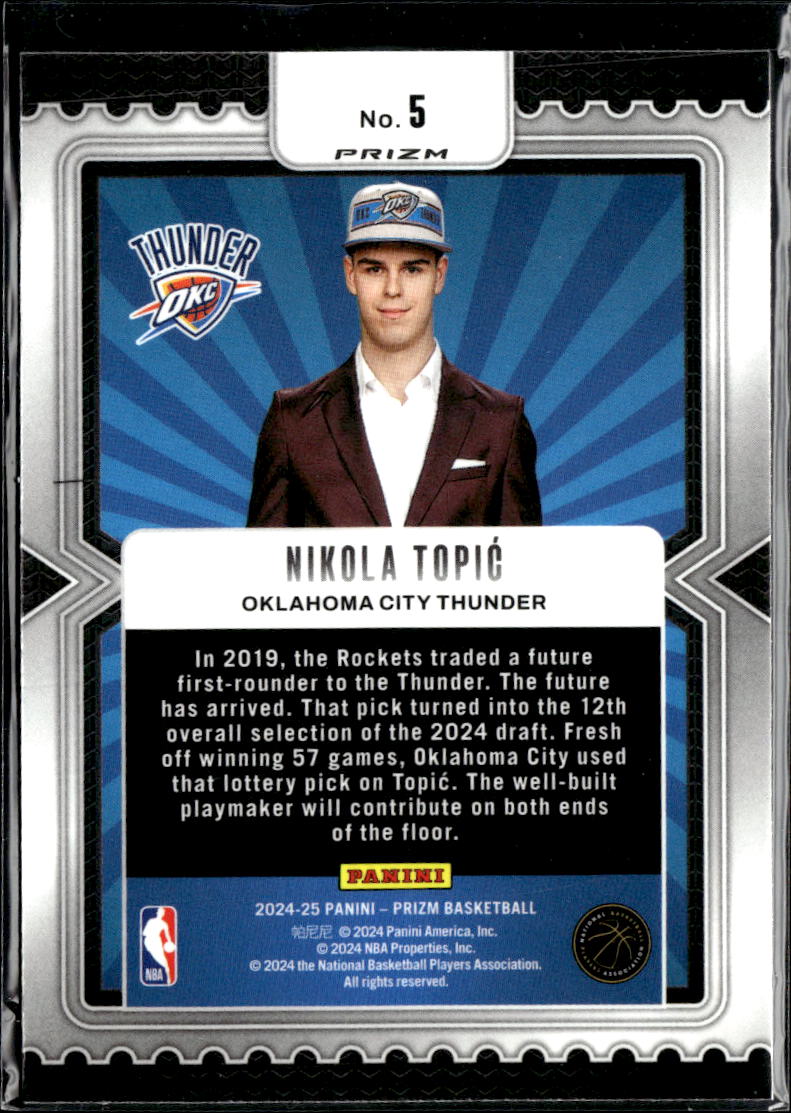 Nikola Topic 2024 Prizm Luck of the Lottery RC Fast Break Disco OKC Thunder