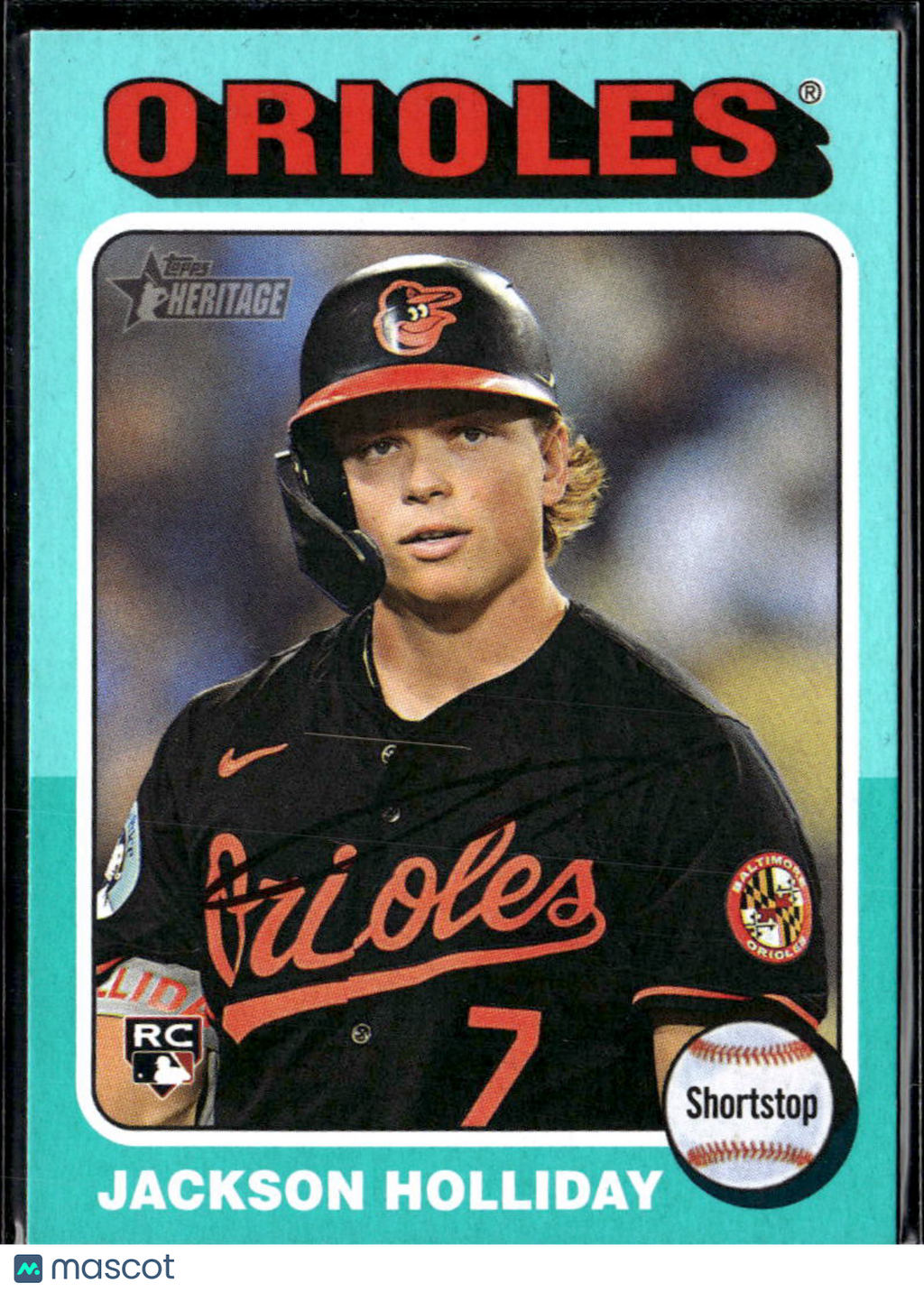 Jackson Holliday 2024 Topps Heritage Aqua Rookie RC Baltimore Orioles