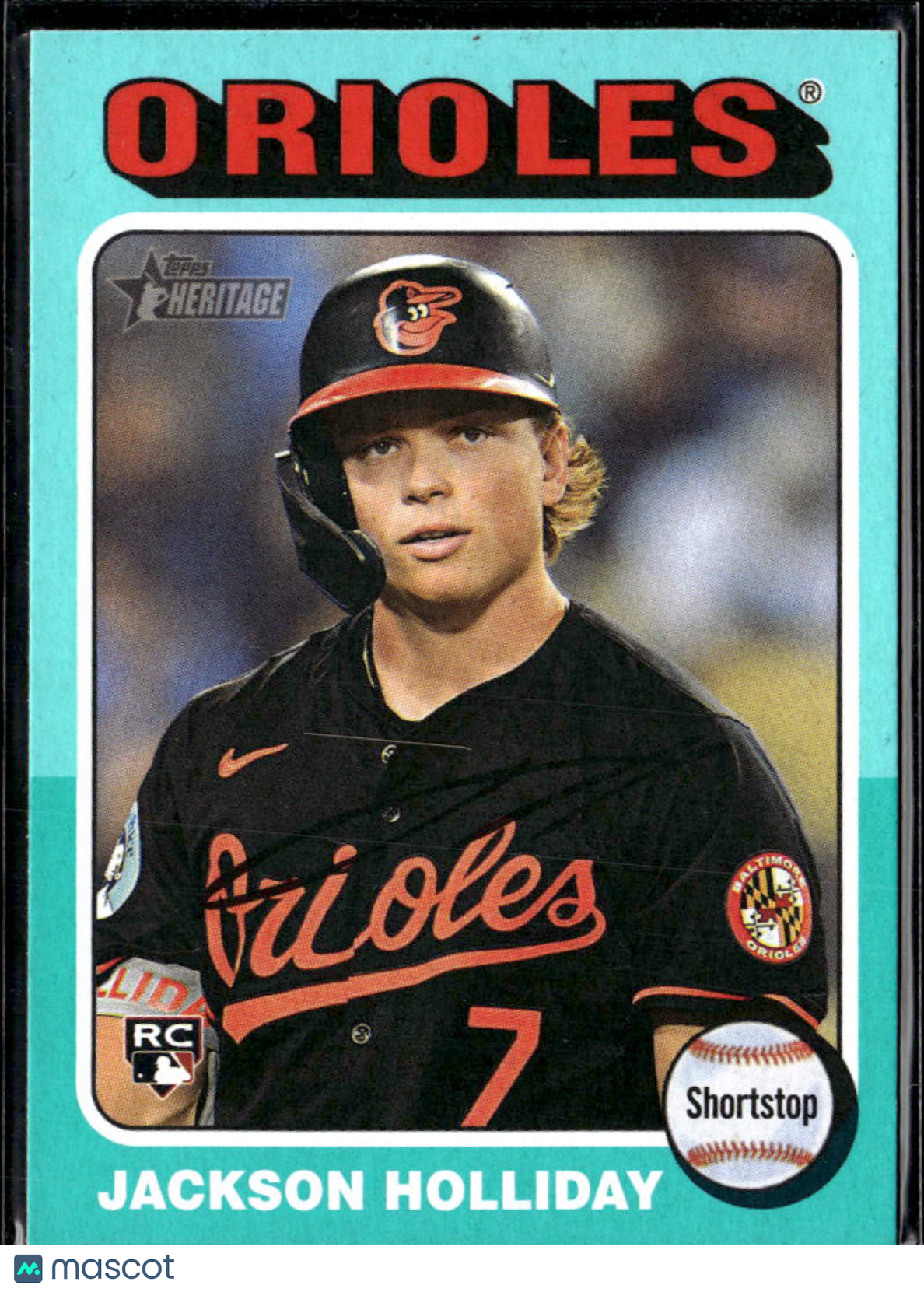 Jackson Holliday 2024 Topps Heritage Aqua Rookie RC Baltimore Orioles